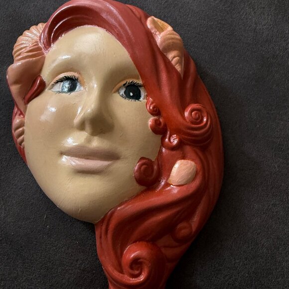 Handmade Ceramic Wall Plaque Redhead Womans Face Art Decor - Picture 2 of 4